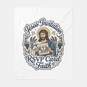 Jesus Invitation RSVP Card Faith Jesus Invitation Fleece Blanket