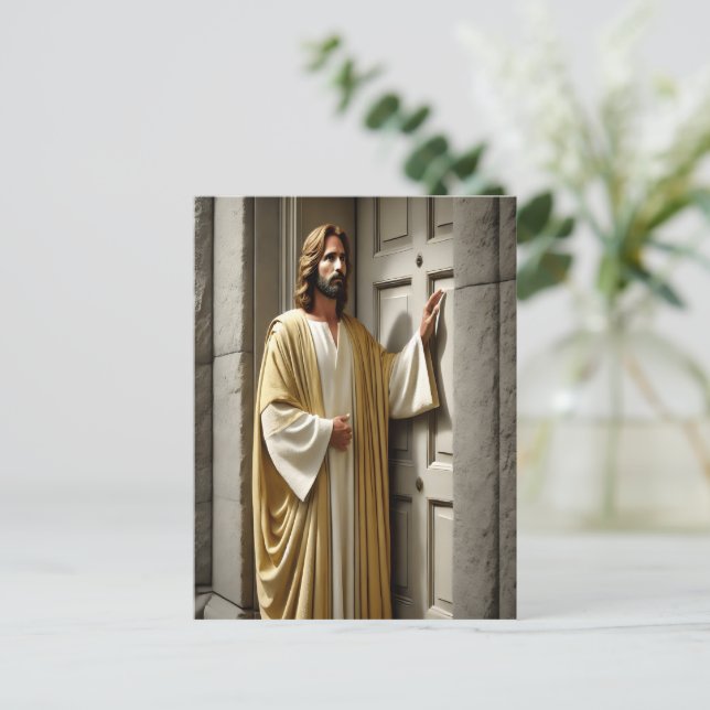 Jesus Inviting at Antique Door Postcard (Standing Front)