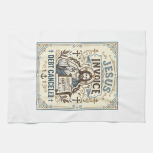Jesus Invoice Debt Cancelled Jesus Invoice Debt Ca Tea Towel