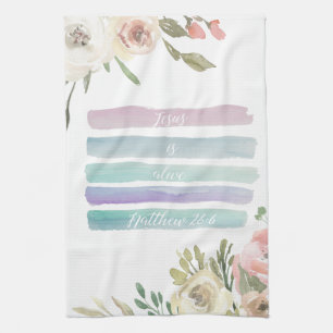 Jesus Is Alive Watercolor Floral Towel