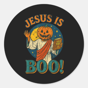 Jesus Is Boo! Cute Christian Vintage Halloween 90' Classic Round Sticker