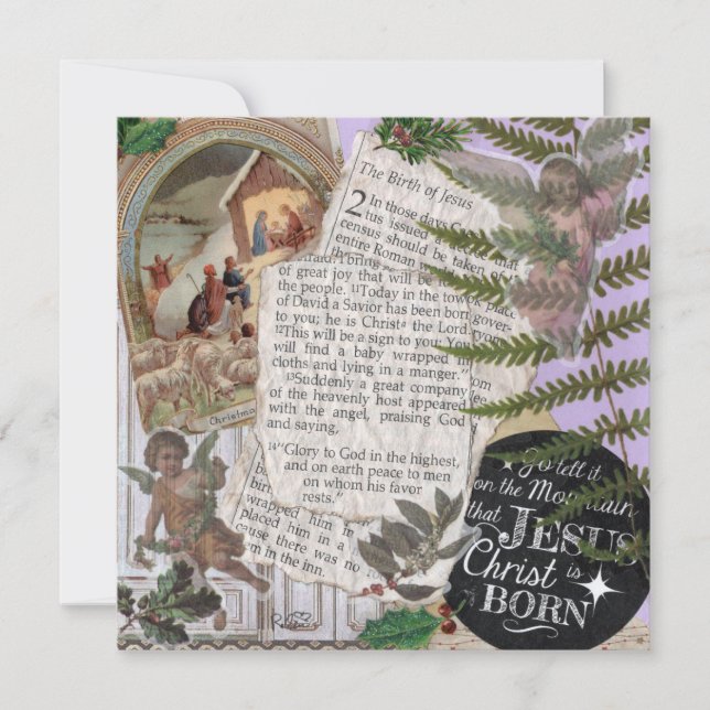 Jesus is Born Christmas Flat Greeting Card (Front)
