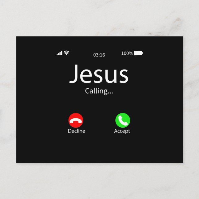 Jesus Is Calling Christian Invitation Postcard (Front)