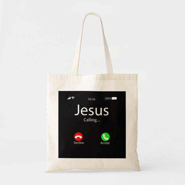 Jesus Is Calling Christian Tote Bag (Front)