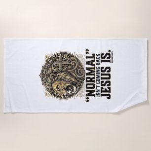 Jesus Is Coming Back Lion Cross Christian Shirt Beach Towel