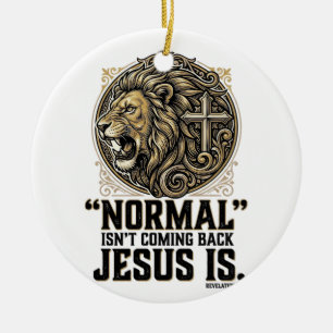 Jesus Is Coming Back Lion Cross Christian Shirt Ceramic Tree Decoration