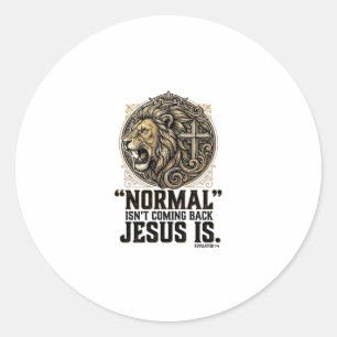 Jesus Is Coming Back Lion Cross Christian Shirt Classic Round Sticker