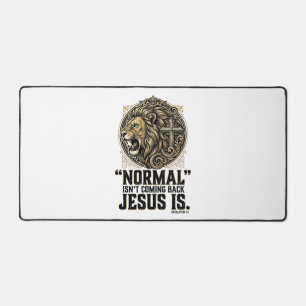 Jesus Is Coming Back Lion Cross Christian Shirt Desk Mat
