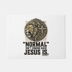 Jesus Is Coming Back Lion Cross Christian Shirt Doormat
