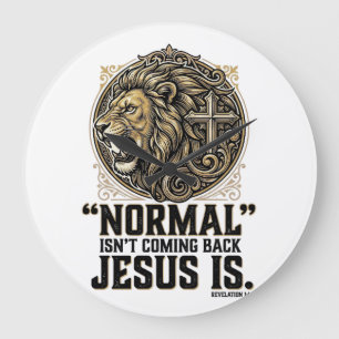 Jesus Is Coming Back Lion Cross Christian Shirt Large Clock