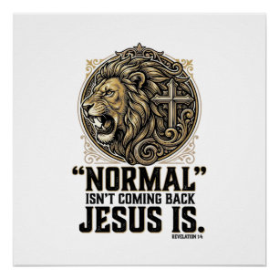 Jesus Is Coming Back Lion Cross Christian Shirt Poster