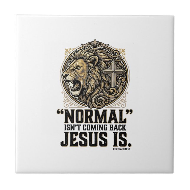 Jesus Is Coming Back Lion Cross Christian Shirt Tile (Front)