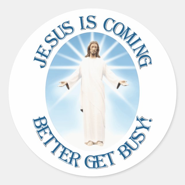 Jesus is Coming Classic Round Sticker (Front)
