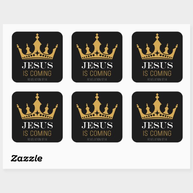 JESUS is Coming – Revelation 17:14 Christian Faith Square Sticker (Sheet)