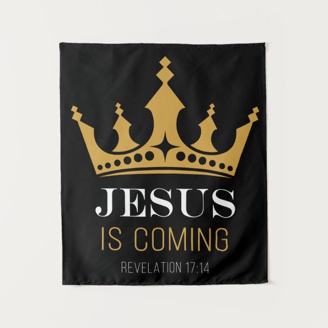 JESUS is Coming – Revelation 17:14 Christian Faith Tapestry (Front)