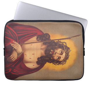 Jesus is crowned with a crown of thorns laptop sleeve