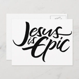 Jesus is Epic Lettering Religious Christian Modern Postcard