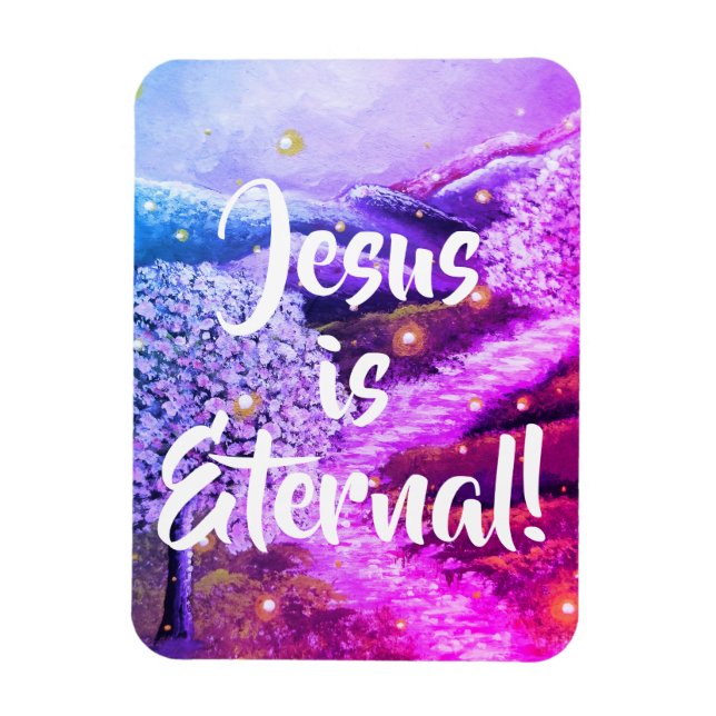 Jesus is Eternal | Christian Faith - Purple Magnet (Vertical)