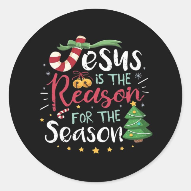 Jesus Is For Season Cane Christmas - Tis The Seaso Classic Round Sticker (Front)