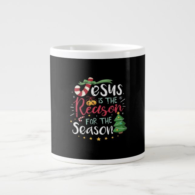 Jesus Is For Season Cane Christmas - Tis The Seaso Large Coffee Mug (Front)