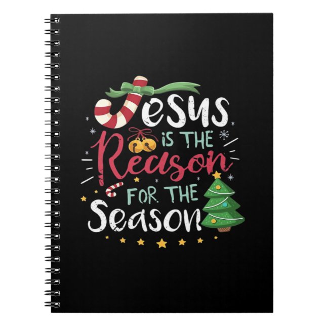 Jesus Is For Season Cane Christmas - Tis The Seaso Notebook (Front)