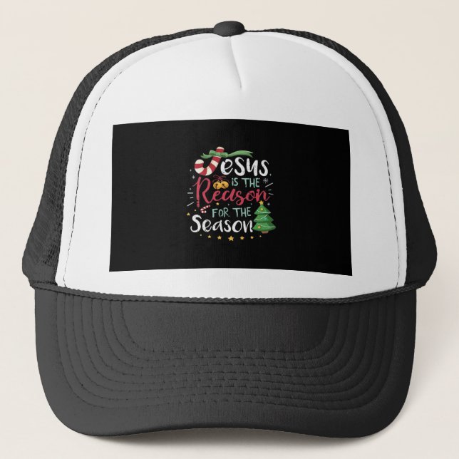 Jesus Is For Season Cane Christmas - Tis The Seaso Trucker Hat (Front)