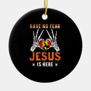 Jesus Is Heart Skeleton Hand Ceramic Tree Decoration