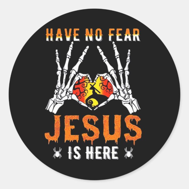 Jesus Is Heart Skeleton Hand  Classic Round Sticker (Front)