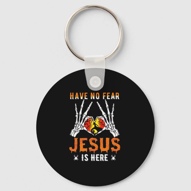 Jesus Is Heart Skeleton Hand  Key Ring (Front)