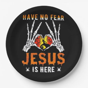 Jesus Is Heart Skeleton Hand Minimal Design Paper Plate