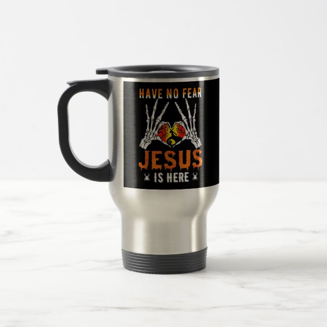 Jesus Is Heart Skeleton Hand  Travel Mug (Left)