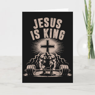 Jesus Is King Barbell Cross Funny Christian Workou Card