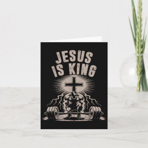 Jesus Is King Barbell Cross Funny Christian Workou Card