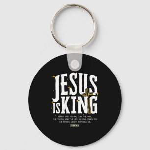 Jesus Is King Bible Verse John 14_6 Christian God Key Ring