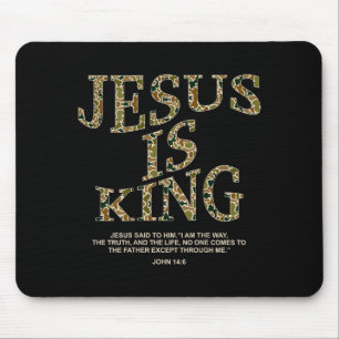 Jesus Is King Camo Christian Cross God Faith Bible Mouse Mat