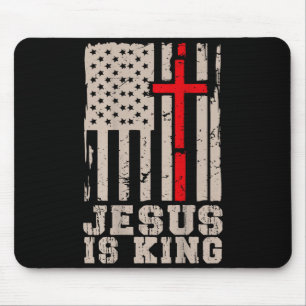 Jesus Is King Christ Lord Patriotic Christian Amer Mouse Mat