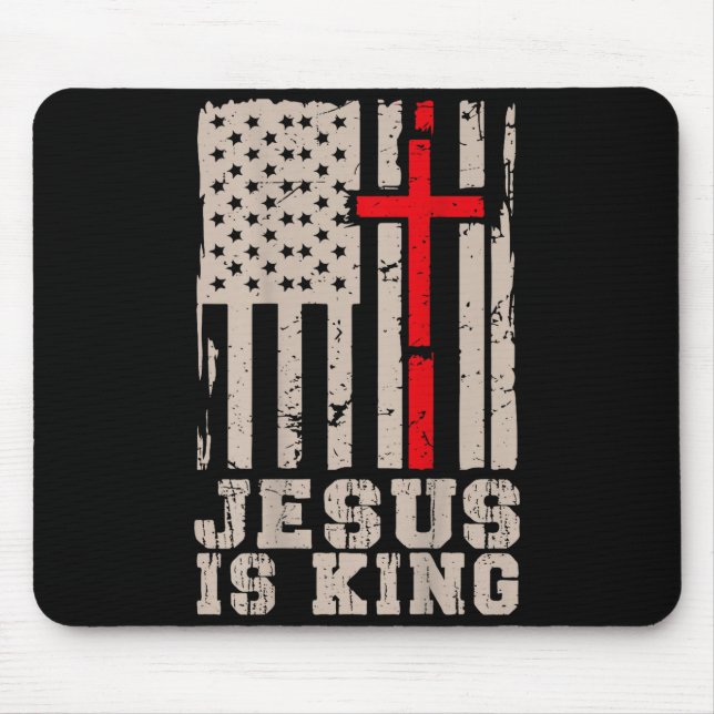 Jesus Is King Christ Lord Patriotic Christian Amer Mouse Mat (Front)