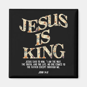 Jesus Is King Christian Cross God Faith Bible Reli Magnet