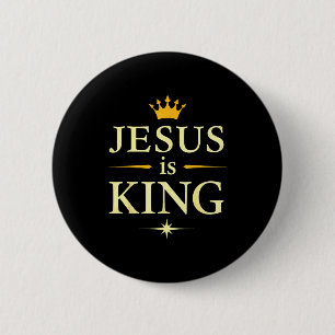 Jesus Is King _ Christian Faith Design  6 Cm Round Badge