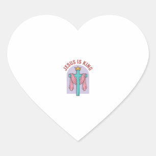 Jesus Is King Cross Crown Vintage Christian T-Shir Heart Sticker