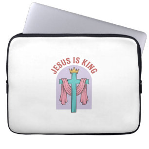 Jesus Is King Cross Crown Vintage Christian T-Shir Laptop Sleeve