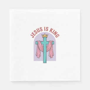 Jesus Is King Cross Crown Vintage Christian T-Shir Napkin