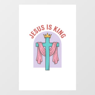 Jesus Is King Cross Crown Vintage Christian T-Shir Window Cling