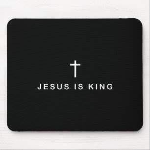 Jesus Is King Cross Subtle Christian Minimal Relig Mouse Mat