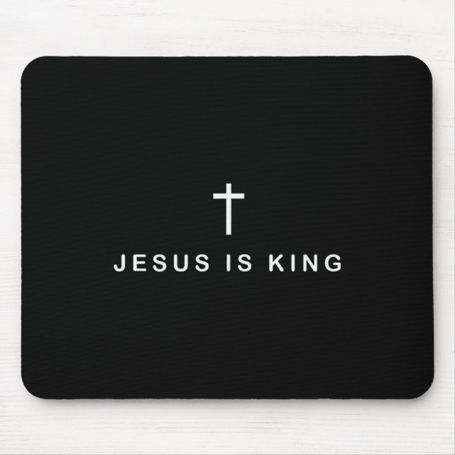Jesus Is King Cross Subtle Christian Minimal Relig Mouse Mat (Front)