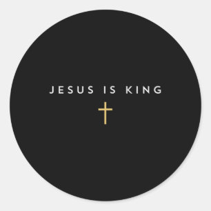Jesus Is King Cross Thin Christian Faith Jesus Kin Classic Round Sticker