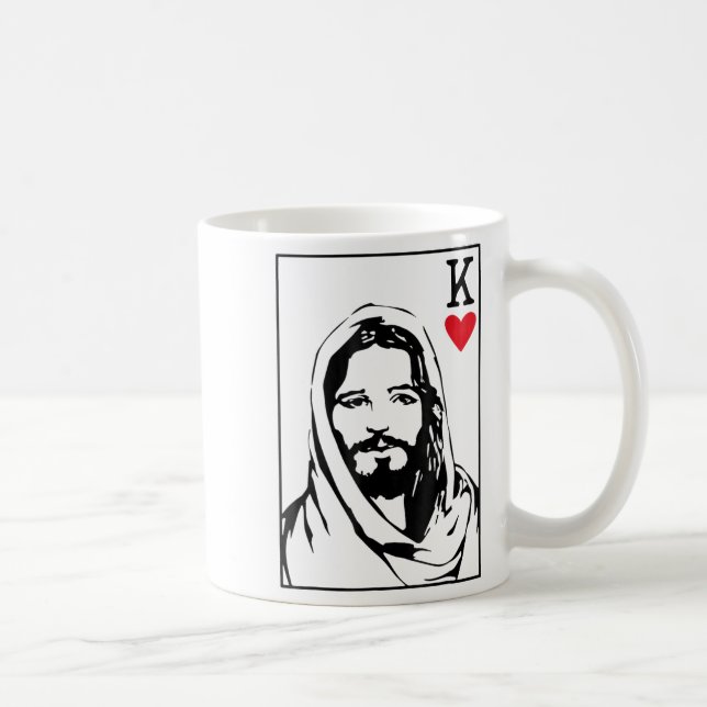 Jesus Is King Jesus King Of Hearts Card Christian  Coffee Mug (Right)