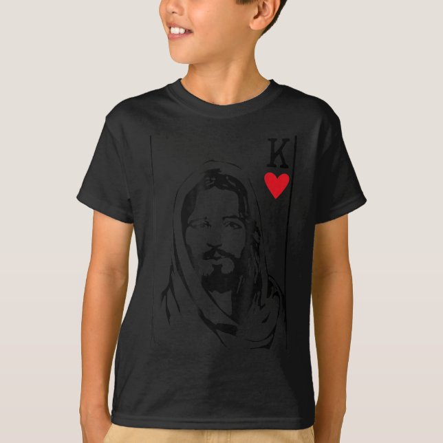 Jesus Is King Jesus King Of Hearts Card Christian  T-Shirt (Front)