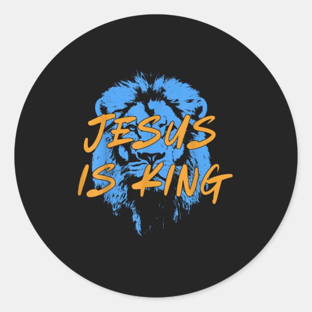 Jesus Is King Lion Of Judah Design Faith Tee  Classic Round Sticker (Front)