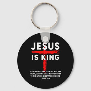 Jesus Is King Men Women Christian Cross Boy Toddle Key Ring